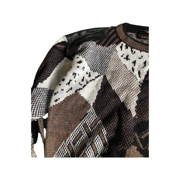 Vintage Uniform Code Geometric Knit Sweater Size S With Leather Patches - Picture 7 of 16